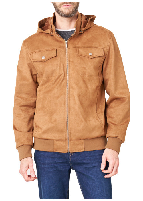 Blouson camel uni avec une coupe droite et un...