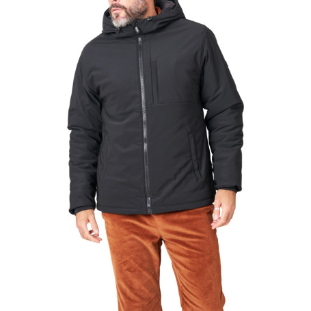 Parka noire unie avec une coupe droite et un...