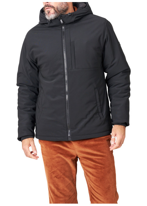 Parka noire unie avec une coupe droite et un...