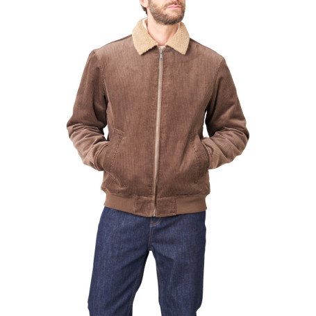 Blouson en coton brun uni avec une coupe droite...