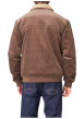 Thumbnail Blouson en coton brun uni avec une coupe droite et un col à revers - Image 2