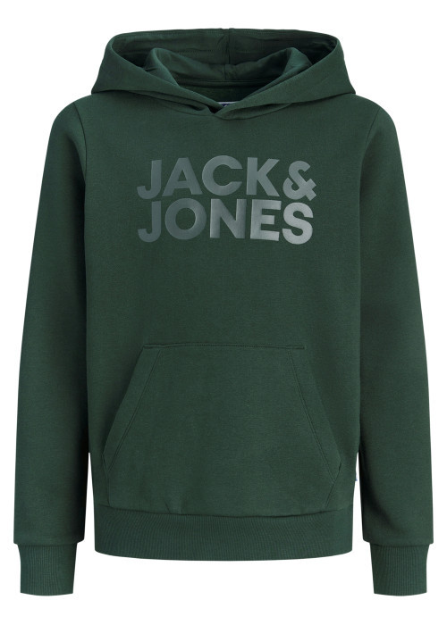 Sweat en coton mélangé sapin uni avec une coupe droite et un col à capuche