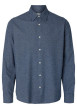 Thumbnail Chemise en coton biologique bleue uni coupe droite col à revers