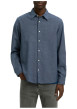 Thumbnail Chemise en coton biologique bleue uni coupe droite col à revers - Image 2