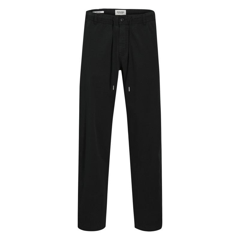 Jack & Jones - Pantalon Chino En Coton Noir Uni Avec Une Coupe Droite Et Une Taille élastiquée - Noir Jack & Jones - Pantalon Chino En Coton Noir Uni Avec Une Coupe Droite Et Une Taille élastiquée - Noir