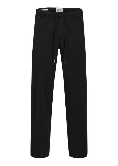Pantalon chino en coton noir uni avec une coupe...