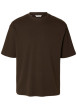 Thumbnail T-shirt marron à coupe ajustée pourvu d'un col rond et de manches courtes