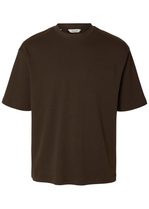 T-shirt marron à coupe ajustée pourvu d'un col...