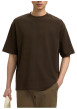 Thumbnail T-shirt marron à coupe ajustée pourvu d'un col rond et de manches courtes - Image 2