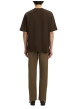 Thumbnail T-shirt marron à coupe ajustée pourvu d'un col rond et de manches courtes - Image 3