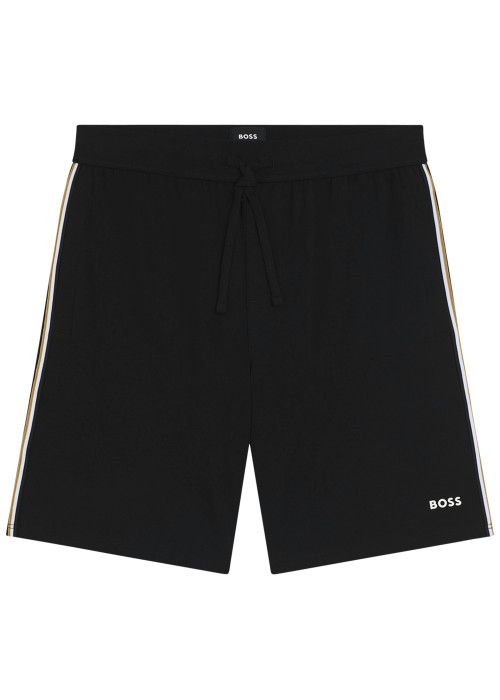 Short jogging en coton noir uni avec une coupe...