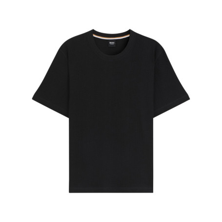 T-shirt noir uni avec une coupe droite et des...