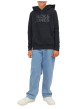 Thumbnail Sweat en coton mélangé noir uni avec une coupe droite et un col à capuche - Image 2