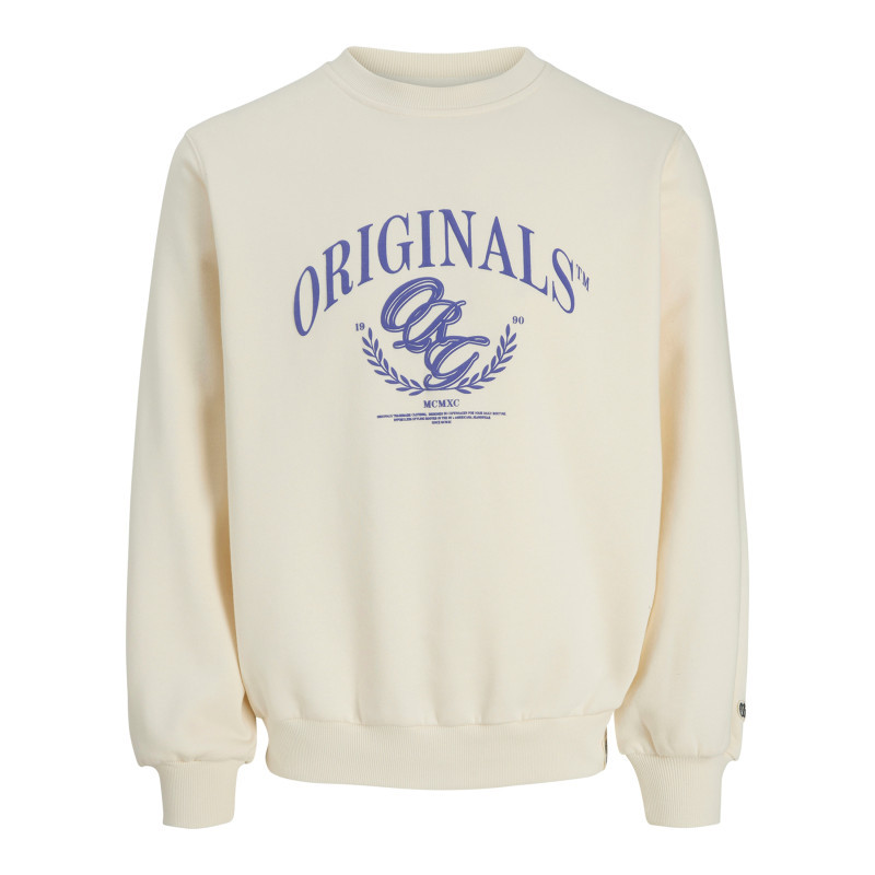Jack & Jones - Sweat En Coton Mélangé écru à Imprimé Avec Une Coupe Droite Et Un Col Rond - Beige Jack & Jones - Sweat En Coton Mélangé écru à Imprimé Avec Une Coupe Droite Et Un Col Rond - Beige