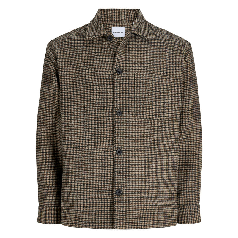 Jack & Jones - Chemise Marron à Motif Pied-de-poule Avec Une Coupe Droite Et Un Col à Revers - Marron Jack & Jones - Chemise Marron à Motif Pied-de-poule Avec Une Coupe Droite Et Un Col à Revers - Marron