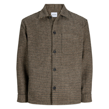 Chemise marron à motif pied-de-poule avec une...