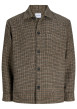 Thumbnail Chemise marron à motif pied-de-poule avec une coupe droite et un col à revers