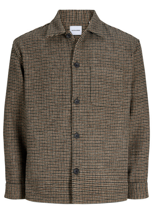 Chemise marron à motif pied-de-poule avec une...