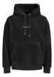 Thumbnail Sweat noir uni avec une coupe droite et pourvu d'un col à capuche