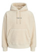 Thumbnail Sweat écru uni avec une coupe droite et pourvu d'un col à capuche