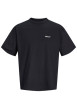 Thumbnail T-shirt en coton noir à imprimé avec une coupe droite et un col rond