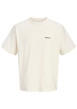 Thumbnail T-shirt en coton écru uni imprimé une coupe droite et un col rond