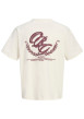 Thumbnail T-shirt en coton écru uni imprimé une coupe droite et un col rond - Image 2