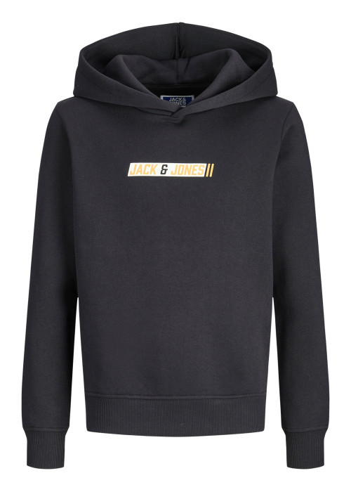Sweat noir à imprimé avec une coupe droite et un col à capuche