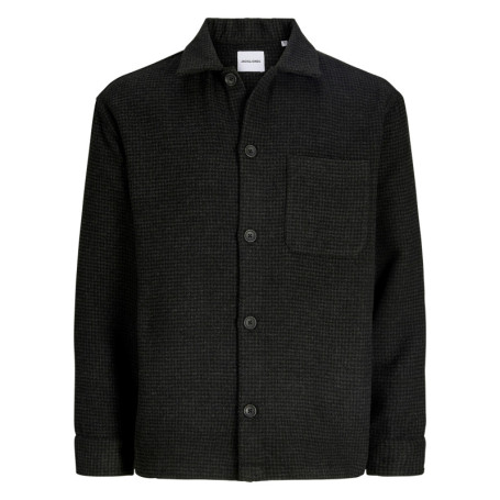 Chemise noire unie coupe droite col à revers et...