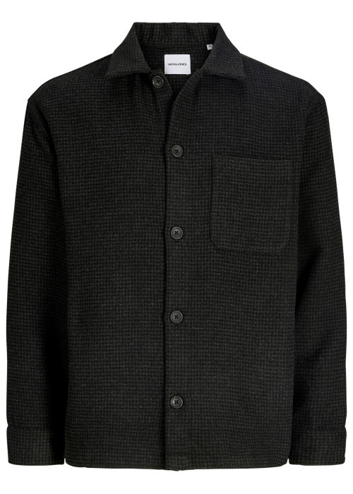 Chemise noire unie coupe droite col à revers et...