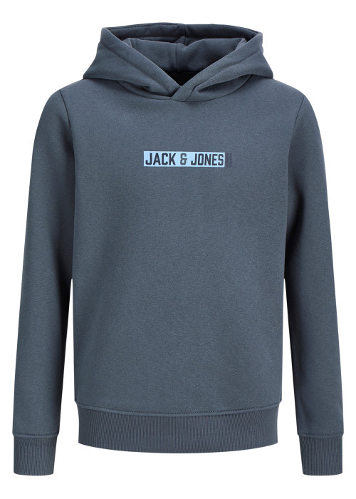 Sweat gris uni à capuche avec une coupe droite et des manches longues