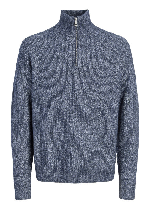 Pull bleu uni avec une coupe droite et des...