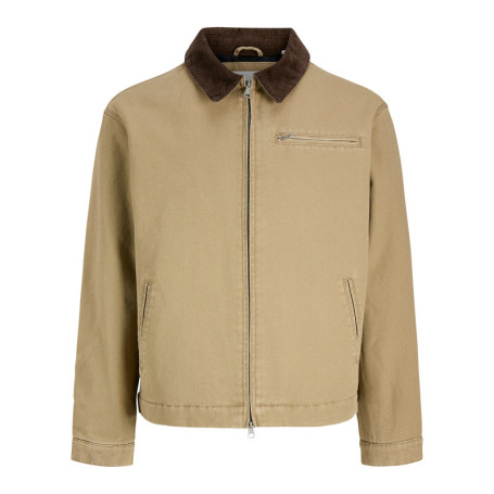 Blouson en coton beige uni avec une coupe...