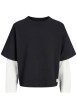 Thumbnail T-shirt en coton noir en superposition 2 en 1 avec une coupe droite