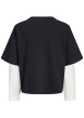 Thumbnail T-shirt en coton noir en superposition 2 en 1 avec une coupe droite - Image 2