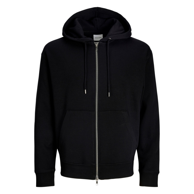 Jack & Jones - Sweat Zippé En Coton Mélangé Noir Uni Avec Une Coupe Droite Et Une Capuche - Noir Jack & Jones - Sweat Zippé En Coton Mélangé Noir Uni Avec Une Coupe Droite Et Une Capuche - Noir