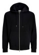 Thumbnail Sweat zippé en coton mélangé noir uni avec une coupe droite et une capuche