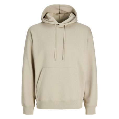 Sweat en coton mélangé beige uni avec une coupe...