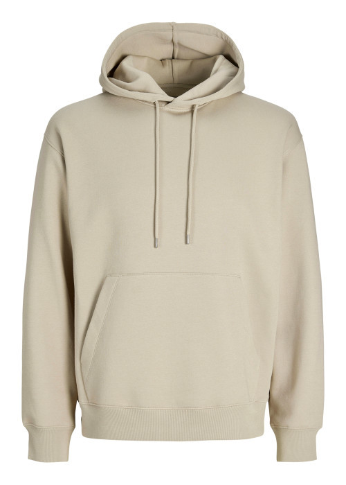Sweat en coton mélangé beige uni avec une coupe...