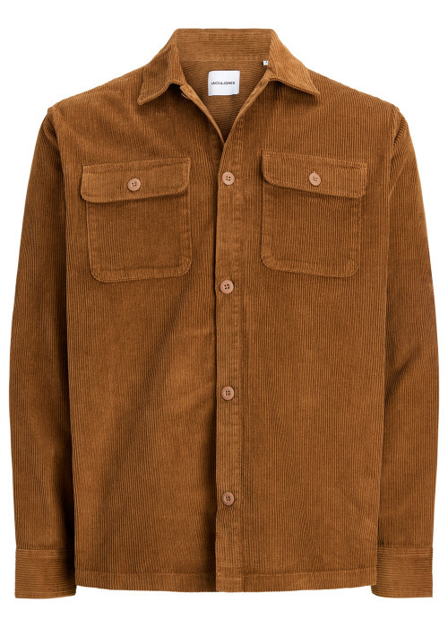 Chemise en coton camel unie avec une coupe...