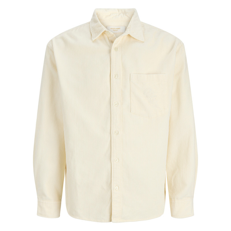 Jack & Jones - Chemise En Coton écrue Unie Avec Une Coupe Droite Et Un Col à Revers - Beige Jack & Jones - Chemise En Coton écrue Unie Avec Une Coupe Droite Et Un Col à Revers - Beige