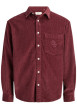 Thumbnail Chemise en coton bordeaux unie avec une coupe droite et un col à revers