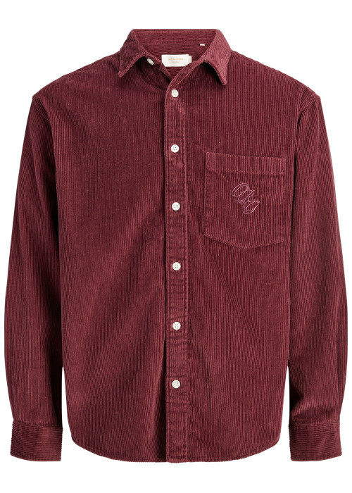 Chemise en coton bordeaux unie avec une coupe...