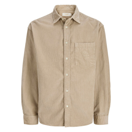 Chemise en coton beige unie avec une coupe...