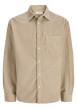 Thumbnail Chemise en coton beige unie avec une coupe droite et un col à revers