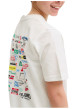 Thumbnail T-shirt en coton blanc à imprimé avec une coupe droite et un col rond - Image 6