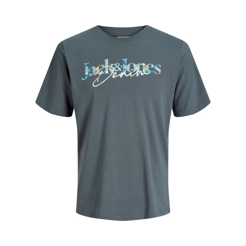 Jack & Jones - T-shirt En Coton Gris à Imprimé Avec Une Coupe Droite Et Un Col Rond - Gris