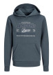 Thumbnail Sweat en coton mélangé indigo à imprimé avec une coupe droite et une capuche