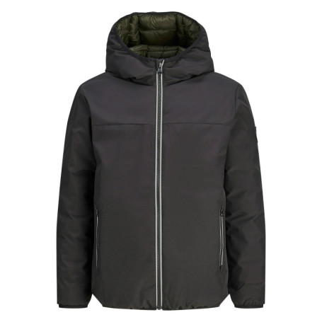 Blouson noir uni avec une coupe droite et un...