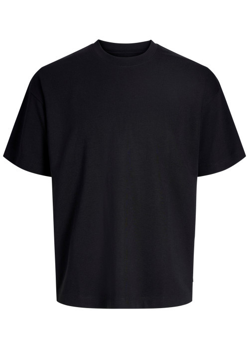 T-shirt noir uni avec une coupe droite et des manches courtes
